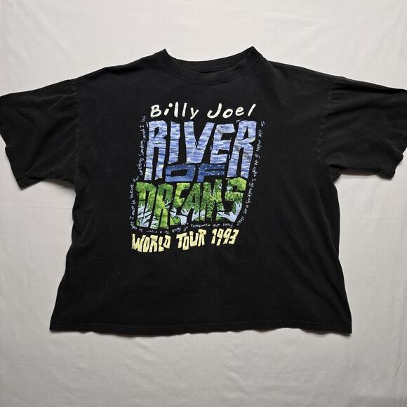 Vintage Billy Joel River of Dreams Shirt Mens XL Black Tour Concert 1993 90s - Picture 1 of 12